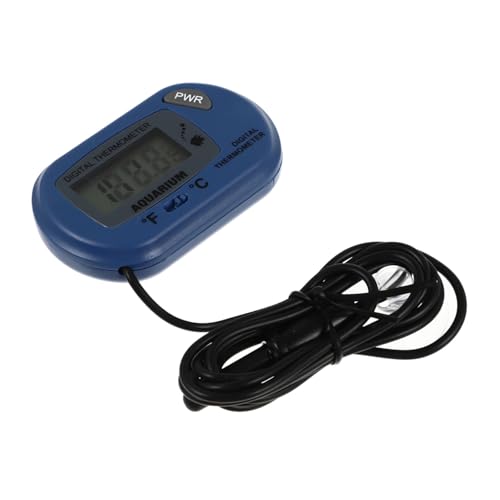 TOGEVAL Mini Aquarium Thermometer Hochpräzise Digitaler Temperatursensor für Fischbecken und Terrarien Praktisch und Einfach Ablesbar in Blau von TOGEVAL