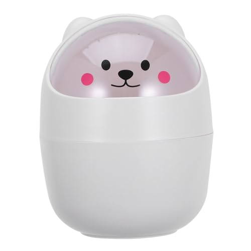 TOGEVAL Mini Desktop Mülleimer Kunststoff Kleiner Abfalleimer mit Klappdeckel Bunter Tisch Müllbehälter für Büro und Zuhause Niedlicher Cartoon Müllsammler Kompakter Tischabfallbehälter von TOGEVAL