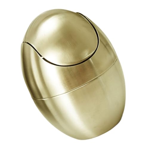 TOGEVAL Mini Müllbehälter Gold mit Deckel Kompakter Desktop Abfalleimer Stilvolle Eierform Langlebig Leicht zu Reinigen Multifunktional für Büro Bad Schlafzimmer und Auto TOGEVAL Mini Müllbehälter Gold mit Deckel Kompakter Desktop Abfalleimer Stilvolle Eierform Langlebig Leicht zu Reinigen Multifunktional für Büro Bad Schlafzimmer und Auto von TOGEVAL