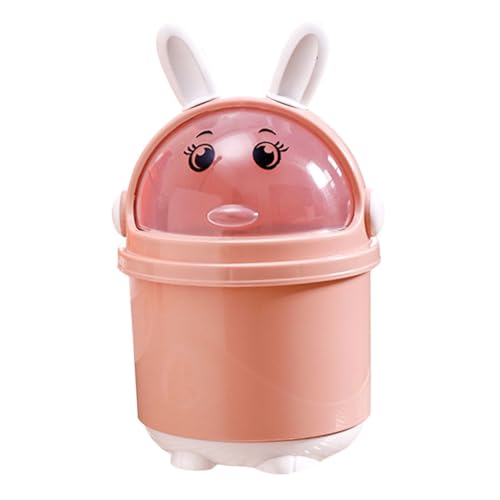 TOGEVAL Mini Tischmülleimer aus Robustem PP und Pet Niedlicher Kleiner Desktop Abfalleimer für Küche Büro Schlafzimmer Praktischer und Platzsparender Tischabfallbehälter in Rosa von TOGEVAL