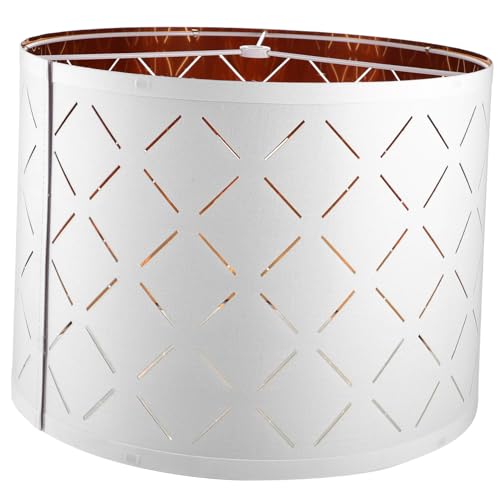 TOGEVAL Minimalistischer Tischlampenschirm aus Stoff mit Geometrischem Hohldesign Halbrund und Unregelmäßig Weißer Lampenschirm Ersatz für Schreibtisch Wandlampen Einfache Montage von TOGEVAL