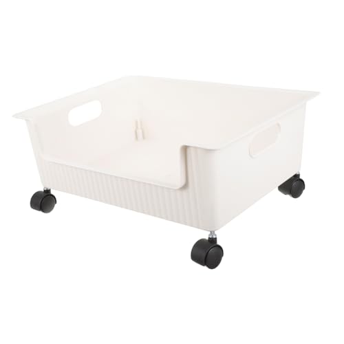 TOGEVAL Mobiles Bücherregal mit Rädern Mittlere PP Aufbewahrungsbox Vielseitiger Schreibtisch Organizer für Schüler Platzsparend Leicht zu Reinigen für Schlafzimmer Büro und Wohnheim von TOGEVAL