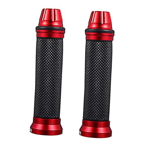 TOGEVAL Motorbike Lenkergriffe Rot Rutschfest Gummiert Knurriertes Motorrad Handgriff Zubehör Einfache Montage Komfortabler Schutz für Sicheres Fahren von TOGEVAL