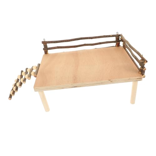 TOGEVAL Multifunktionale Hamster spielplattform aus Robustem Holz mit Leiter für Kleine Haustiere Wie Hamster und Rennmäuse zur Beschäftigung und Bewegung von TOGEVAL