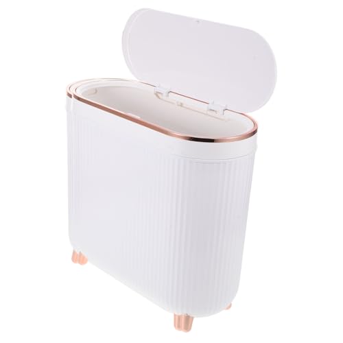 TOGEVAL Narrow Bathroom Trash Can mit Geruchssiegel Deckel Platzsparender Moderner Abfallbehälter aus Robustem Kunststoff Schlanker Mülleimer für Enge Badbereiche Stilvoll für Zuhause und von TOGEVAL