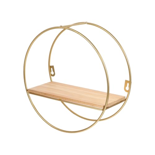 TOGEVAL Nordic Style Wandregal mit Rundem Design Geometrisches Wanddeko Regal in Gold Schwebendes Wandregal aus Holz und Metall für Wohnzimmer Büro Einfache Montage Stilvolle TOGEVAL Nordic Style Wandregal mit Rundem Design Geometrisches Wanddeko Regal in Gold Schwebendes Wandregal aus Holz und Metall für Wohnzimmer Büro Einfache Montage Stilvolle von TOGEVAL