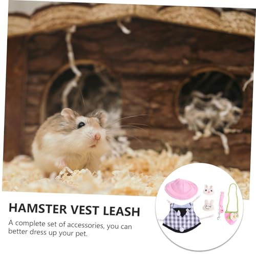 TOGEVAL Pet Plaid Vest Leash Set für Kleine Haustiere Atmungsaktiv Strapazierfähig Vielseitig als Geschirr und Attraktives Kostüm für Kaninchen Hamster Spaziergänge und Outdoor von TOGEVAL