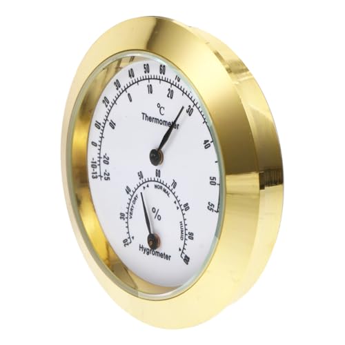 TOGEVAL Premium Hygrometer Thermometer Violine Instrumentenschutz Handlich Präzise Anzeige Goldener Edelstahlgehäuse für Innen und Außen Feuchtigkeitsmessung von TOGEVAL