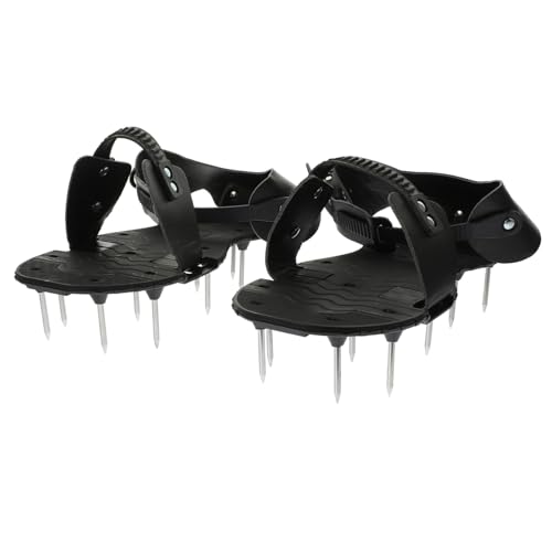 TOGEVAL Rasenbelüfter Schuhe mit Verstellbarem Gurt Robuste Garten Luftsprungschuhe mit Spikes Geeignet für Rasen Terrasse Gartenpflege und Bodenbelüftung EIN Schwarz von TOGEVAL