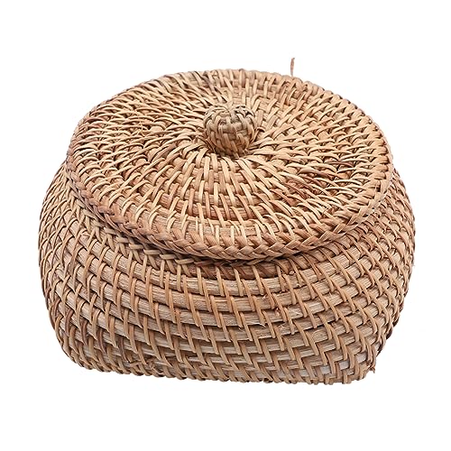 TOGEVAL Rattan Aufbewahrungskorb mit Deckel Geflochtene Aufbewahrungsbox für Haushalt Kompakter Desktop Organizer Multifunktionaler Flechtkorb für Snacks und Dekoration TOGEVAL Rattan Aufbewahrungskorb mit Deckel Geflochtene Aufbewahrungsbox für Haushalt Kompakter Desktop Organizer Multifunktionaler Flechtkorb für Snacks und Dekoration von TOGEVAL
