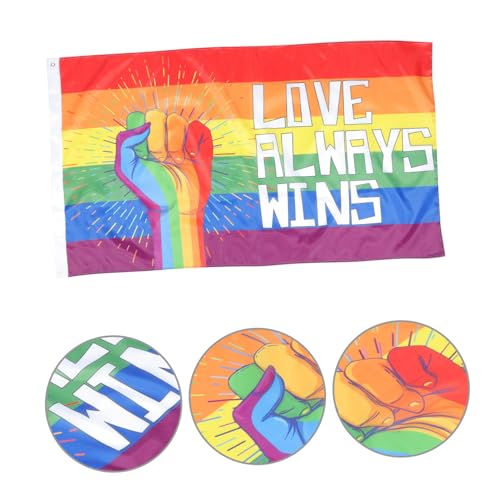 TOGEVAL Regenbogen Fahne Uv Beständig Wasserfestes Polyester Buntes Gartenbanner mit Fäustling Motiv für Outdoor Dekoration und Heimgebrauch Langlebig und Einfach Aufzuhängen von TOGEVAL