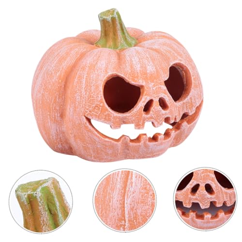 TOGEVAL Resin Reptile Hideout Kürbis Höhle Terrarium Deko Haustierversteck für Geckos Schildkröten und Eidechsen Halloween Design Langlebig und Dekorativ von TOGEVAL