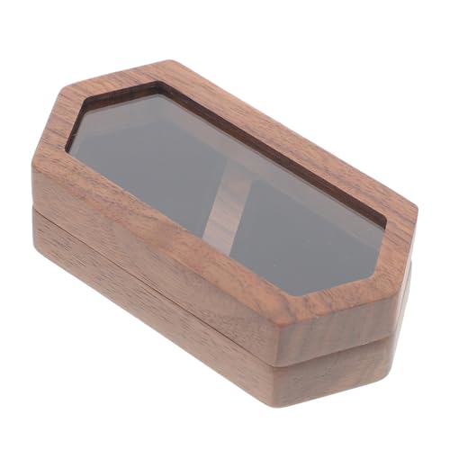 TOGEVAL Rustikale Holz Schmuckschachtel mit Magnetverschluss Doppelfachiger Schmuckkasten für Verlobungsringe und Ohrringe Kompakte Tragbare Ringbox für Hochzeit Engagement und Reise von TOGEVAL