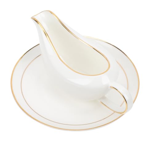 TOGEVAL Sauce Boat mit Griff Breiter Ausguss Soßenbehälter Milchkanne mit Tablett Praktisch für Restaurant und Haushalt Dekorative Gewürzaufbewahrung TOGEVAL Sauce Boat mit Griff Breiter Ausguss Soßenbehälter Milchkanne mit Tablett Praktisch für Restaurant und Haushalt Dekorative Gewürzaufbewahrung von TOGEVAL