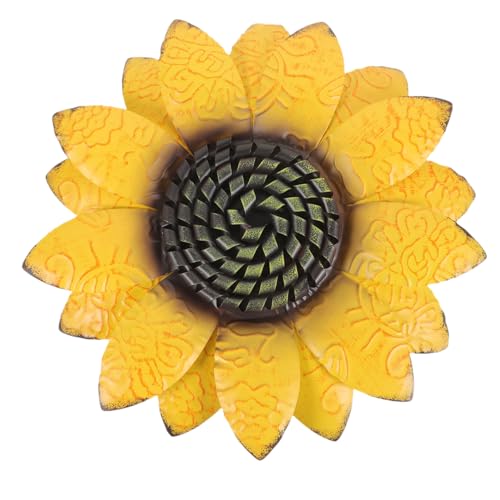 TOGEVAL Sonnenblume Wanddekoration Gelb Wandhänger für Wohnzimmer Esszimmer Büro Metallblumen Gartendeko Draußen Willkommen Schild für Innen und Außenbereiche von TOGEVAL