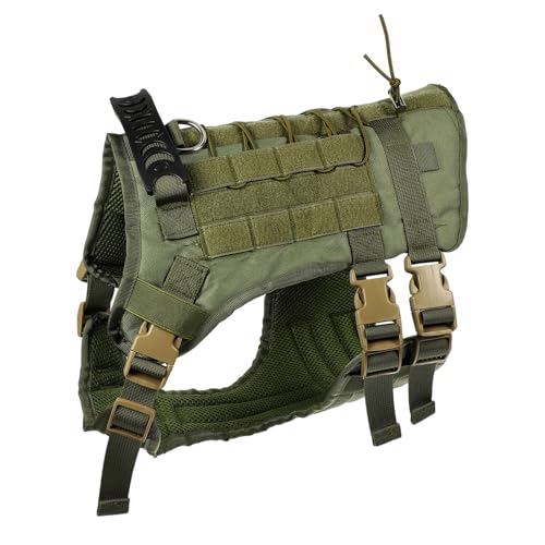 TOGEVAL Taktisches German Shepherd Brustgeschirr Verstellbar aus Robustem Oxford Atmungsaktive Hundeweste mit Haltegriff Service Outdoor hundegeschirr für Große Hunde Military Grün S von TOGEVAL