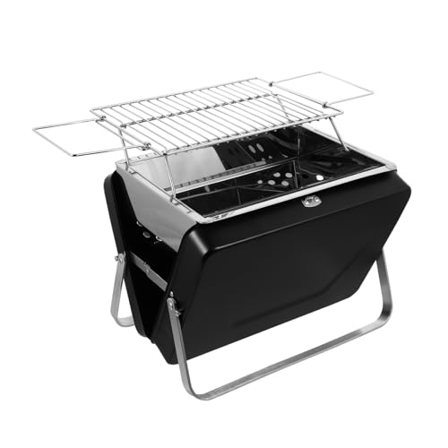TOGEVAL Tragbarer Faltbarer Holzkohlegrill Klappgrill Bbq Grill für Camping Picknick Outdoor mit Hochwertigem Metall Langlebig und Leicht im Aktenkoffer Design von TOGEVAL