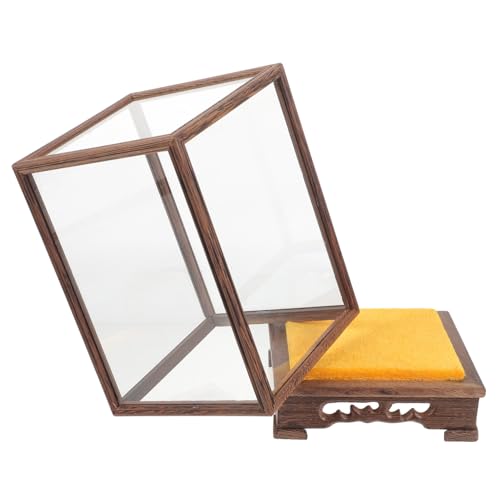TOGEVAL Transparente Glasvitrine aus Massivem Holz Staubschutz Display Box für Sammlerstücke und Figuren Wohnzimmer Büro Deko Aufbewahrungsschrank von TOGEVAL