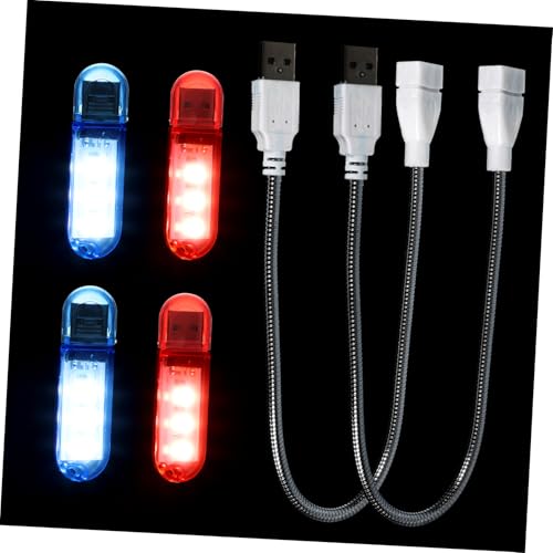 TOGEVAL USB Nachtlicht Teilige mit LED Transparent Rot und Blau Flexibler Metall USB Schlauch Kompakt Tragbare Tastaturbeleuchtung für Laptop Computer für Büro Camping und Reisen von TOGEVAL