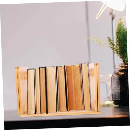 TOGEVAL Verstellbares Desktop Bücherregal aus Holz Ausziehbares CD und Schallplatten Aufbewahrungsregal Multifunktionaler Organizer für Wohnzimmer Büro und Schreibtisch Platzsparend und von TOGEVAL