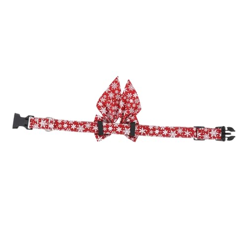 TOGEVAL Verstellbares Weihnachts Hundehalsband mit Großem Schleifen Design Leichtes Hautfreundliches Baumwoll Katzenhalsband als Festliche Haustier Dekoration für Mittelgroße Hunde und von TOGEVAL