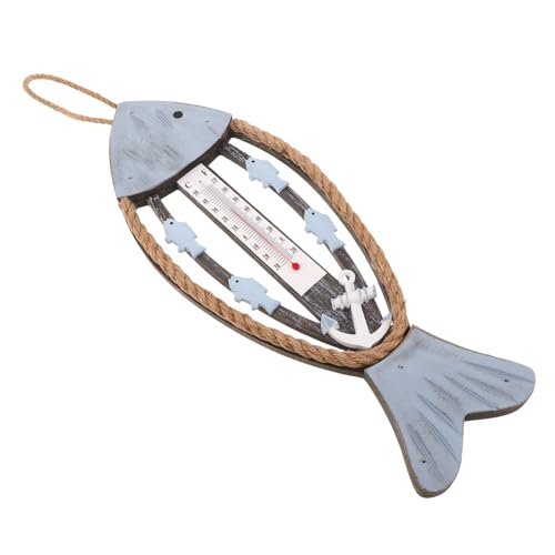 TOGEVAL Vintage Fischknochen Thermometer Wanddekoration Nautisches Gartenthermometer für Terrasse Wohnzimmer und Hotelflur Wetterbeständig und Dekorativ von TOGEVAL