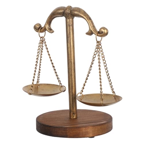 TOGEVAL Vintage Metall-Balance Dekor im Retro-Stil Balance Schmuckhalter mit Tablett Vielseitige Aufbewahrung für Ohrringe Halsketten Armbänder Dekorative Skulptur für Zuhause Büro von TOGEVAL