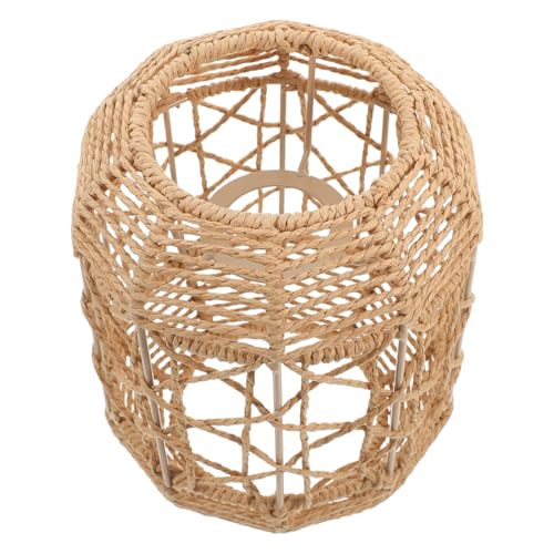 TOGEVAL Vintage Rattan Lampenschirm für Pendelleuchte Handgeflochtenes Lampencover für Esszimmer Wohnzimmer und Teestube Rustikaler Deckenlampenschirm Dekorative Beleuchtung für von TOGEVAL