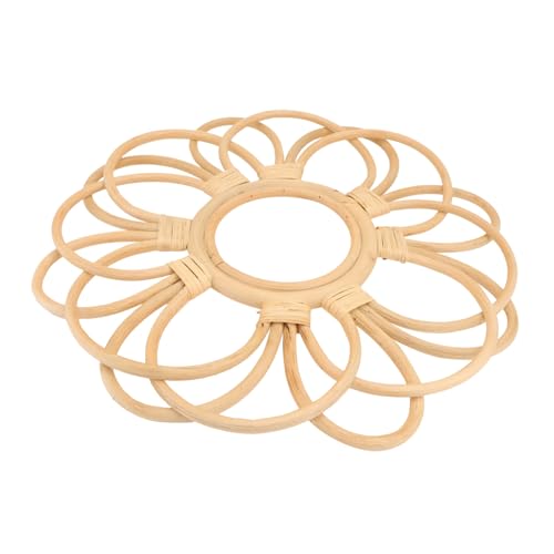 TOGEVAL Vintage Rattan Wandspiegel Retro Gewebt Stilvolle Wanddekoration für Wohnzimmer Schlafzimmer Bad Handgefertigter Boho Stil Kreativer Hausflur Hängespiegel von TOGEVAL