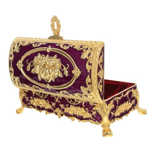 TOGEVAL Vintage Schmuckbox Metall Schmuckkästchen mit Mehreren Fächern Reisegeeignet Retro Schmuckschatulle für Ringe Ohrringe Halsketten Armbänder Stilvolle Schmuckaufbewahrung von TOGEVAL