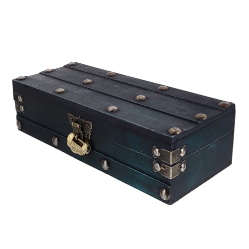TOGEVAL Vintage Schmuckschatulle aus Massivem Holz mit Schloss Kompakte Schmuckaufbewahrungsbox Handgefertigte Dekoration Platzsparend für Schreibtisch und Schminktisch Edle Holztruhe für von TOGEVAL