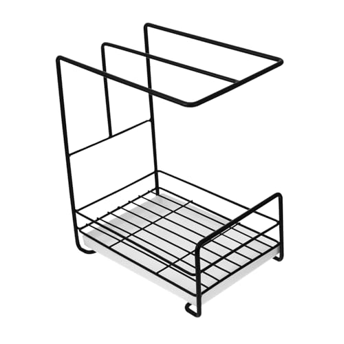 TOGEVAL Wandmontierter Küchen Aufbewahrungsregal aus Robustem Schwammhalter mit Rostbeständiger Beschichtung Platzsparend Vielseitig für Spülbecken und Küchenspüle Modernes Schwarzes von TOGEVAL