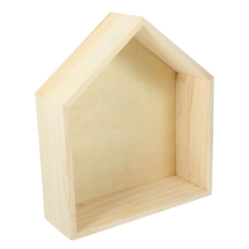 TOGEVAL Wandregal aus Holz Hausform Fünfseitiges Wandmontiertes Regal für Schlafzimmer und Wohnzimmer zur Aufbewahrung und Dekoration von Bildern und Kleinigkeiten von TOGEVAL
