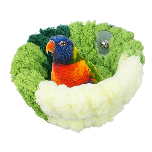 TOGEVAL Warmer Vogelkäfig Nistplatz aus Weichem Samt Halbrundes Vogelbett für Papageien und Wellensittiche Abnehmbar und Einfach zu Montieren als Winterruheplatz für Kleine Vögel im von TOGEVAL