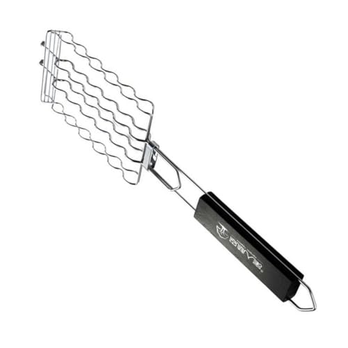TOGEVAL Wellenförmiges Grillgitter mit Praktischem BBQ Griff Langlebig für Gemüse Fleisch Grillzange Außen Vielseitig Camping Picknick Zubehör von TOGEVAL