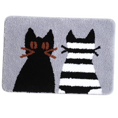 TOGEVAL rutschfeste Badezimmermatte mit Katzenmuster Saugfähiger Bodenmatte aus Hochwertigem Waschbarer Badteppich Modernes Design Graue Farbe für Badezimmerdekoration TOGEVAL rutschfeste Badezimmermatte mit Katzenmuster Saugfähiger Bodenmatte aus Hochwertigem Waschbarer Badteppich Modernes Design Graue Farbe für Badezimmerdekoration von TOGEVAL