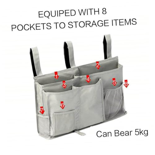 TOGEVAL wasserdichte Oxford Stofftasche mit Netzfach Hängender Betttaschen Organizer für Bettgitter Große Kapazität für Handy Bücher Snacks für Kinderzimmer Auto und Wohnbereich von TOGEVAL