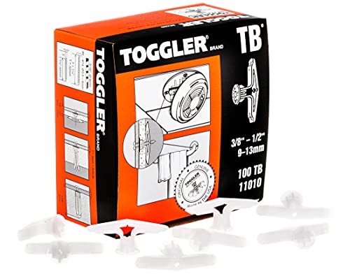Toggler Hohlraumdübel TB (für Plattenstärke 9-13 mm, Anti-Rotationsflügel, Durchmesser Bohrloch 8 mm, 100 Stück) 11010 von TOGGLER
