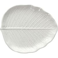 Large Large Leaf Teller 21x18x2,5h cm Zelda Stoneware Grey Relief Line von TOGNANA