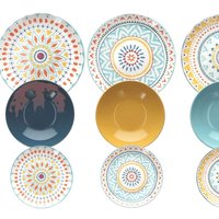 Geschirrservice 18 Teile Maya Multicolor Porzellan von TOGNANA