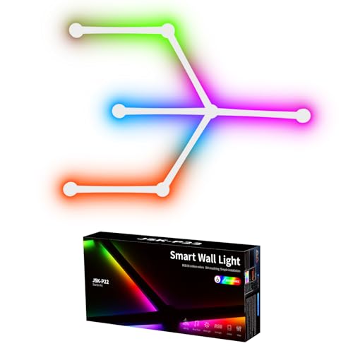 TOHETO Smarten WiFi RGB LED Lightbar für Deko & Gaming Party, über 40 Dynamische Szenen Musik-Sync Mehrfarben 16 Mio. Farben Wandleuchte, Funktioniert mit Alexa und Google Assistant (6 Stücke, Weiß) von TOHETO