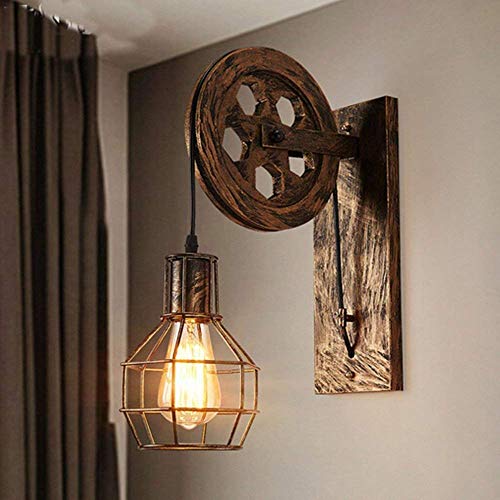 TOHMLAPE Wandlampe Wandleuchte Retro Vintage Wandleuchter Flurlampe Industrielampe Rolle Innen Landhausstil Wand Lampe,Bronze von TOHMLAPE