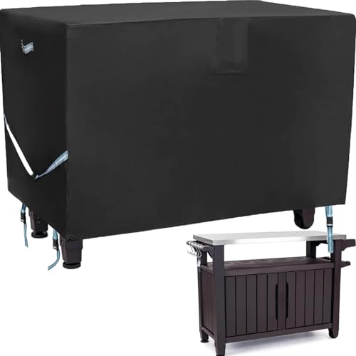Outdoor-Tischabdeckung 600D für 132,1 cm Keter Unity XL, tragbarer Outdoor-Tisch mit Aufbewahrungsschrank, wasserdichter Wohnmobil-Widerstand, Grillwagen, Serviertisch, Bartisch, Terrassenschrank, von TOHONFOO