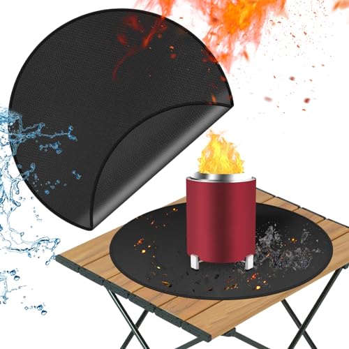 TOHONFOO 47 cm Feuerschalenmatte für Solo-Herd Mesa Tisch-Feuerstelle, feuerfeste Tisch-Feuerstelle, 3-lagige, leicht zu reinigende kleine Grillmatten für Outdoor-Grill zum Schutz des Grilltisches von TOHONFOO