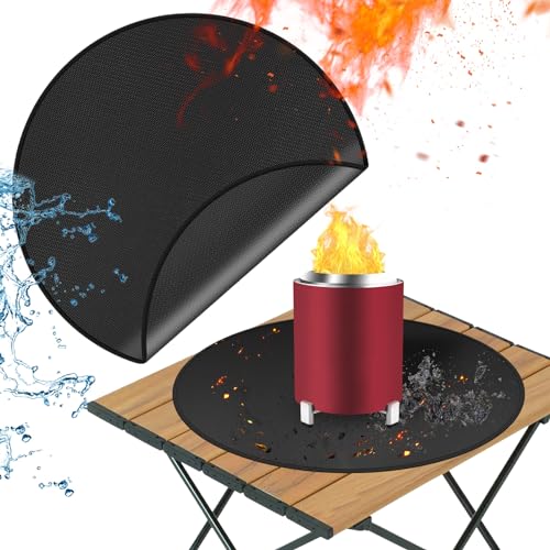 47 cm Feuerschalenmatte kompatibel mit Solo Herd Mesa und Mesa XL Zubehör, feuerfeste Matte kompatibel mit Solo Stove Mesa, 3-lagige Feuerschalenmatten für unter Feuerstelle und Grill zum Schutz des von TOHONFOO