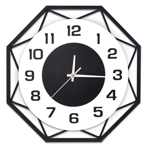 TOHOOYO Metall große Wanduhren Decor Modern Silent Big Wall Clock Non Ticking Batteriebetriebene Quarzuhr für Wohnzimmer Küche Schlafzimmer Dekorative Badezimmer Outdoor 14 Zoll von TOHOOYO