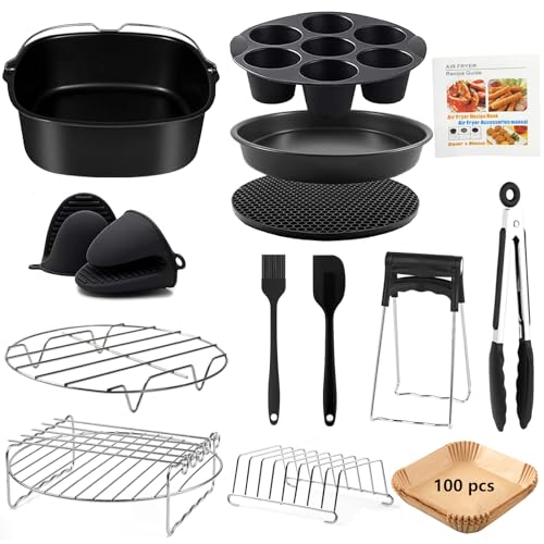 TOIMALDO Quadrat Airfryer Zubehör - 14 Teiliges Set Heißluftfritteuse Zubehör passt für Philips 6.5L COSORI 6.2L Air Fryer 22CM TOIMALDO Quadrat Airfryer Zubehör - 14 Teiliges Set Heißluftfritteuse Zubehör passt für Philips 6.5L COSORI 6.2L Air Fryer 22CM von TOIMALDO