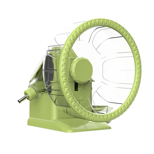 4 in 1 Hamster Laufrad Set, Hamsterhaus mit Laufrad, Futterschale, Wasserflasche und Versteck Übungs und Laufspielzeug für Hamster, Meerschweinchen, Mäuse (Grün, Mittler (19.5cm)) von TOKAYIFE