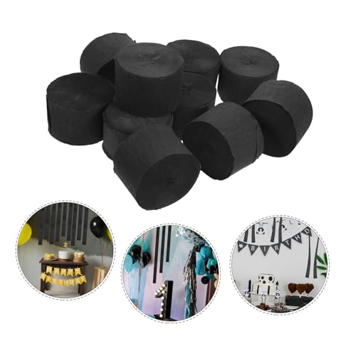 TOKIDNY 10 Stück Teiliges Crepe Papier Dekobänder Vielseitige Geburtstag Hochzeits Deko Schwarze Partystreamer für Festliche Feier und Romantische Atmosphäre von TOKIDNY