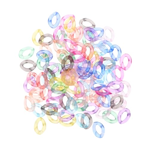 TOKIDNY 100 Stück Teiliges Acryl kettenverbindungsringe Matte Bunte Flache Öffnungsringe Langlebig und Hautfreundlich für DIY Taschenriemen Schmuck und Bastelprojekte von TOKIDNY